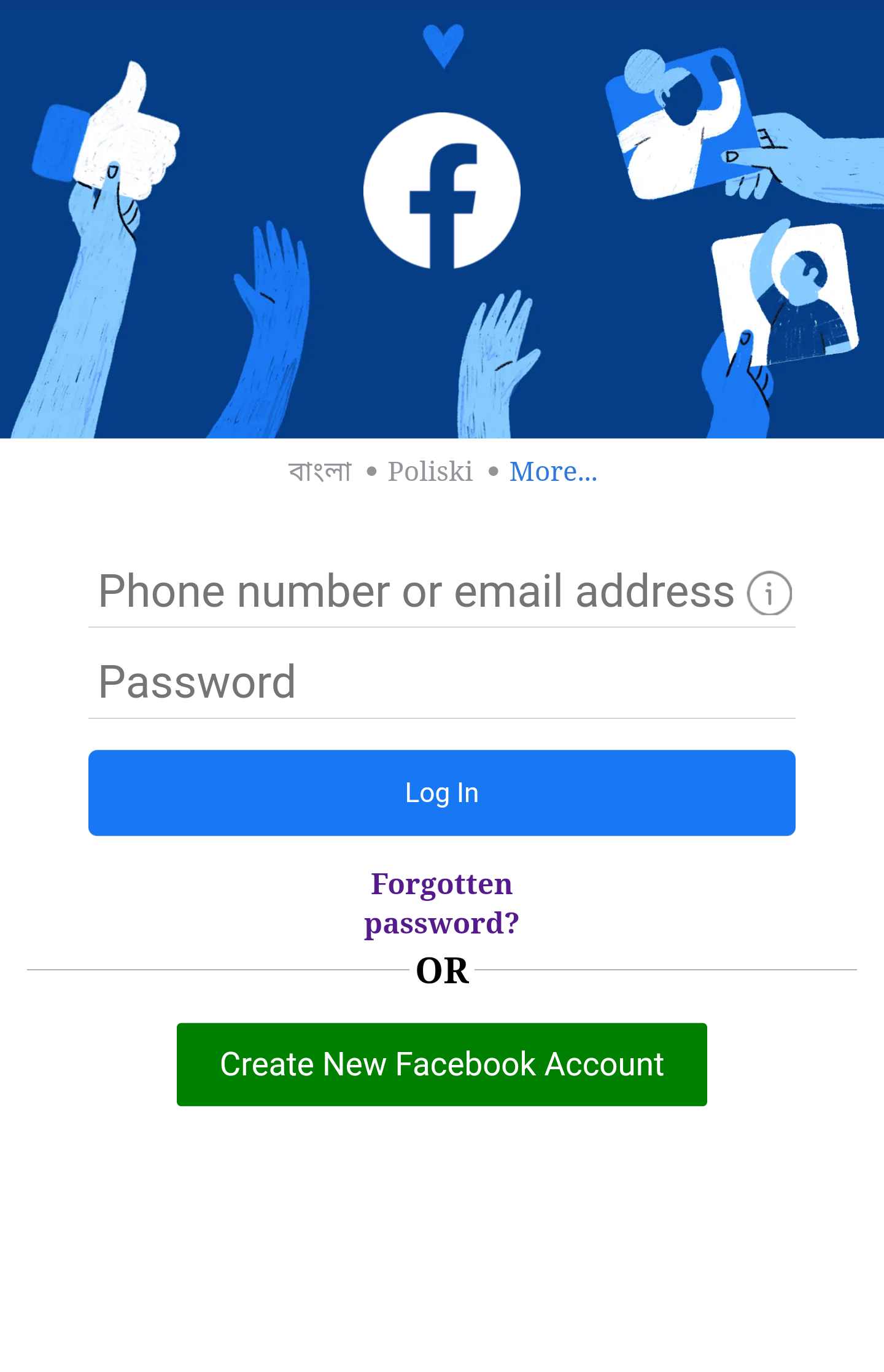 Facebook login page design